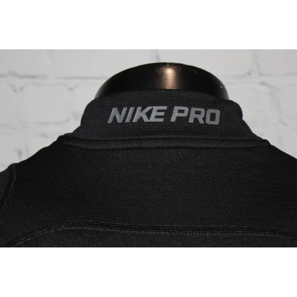 Nike Pro 1/4 Zip Shirt Mens Large Fitted Mock Neck Pullover Hyper Warm Workout